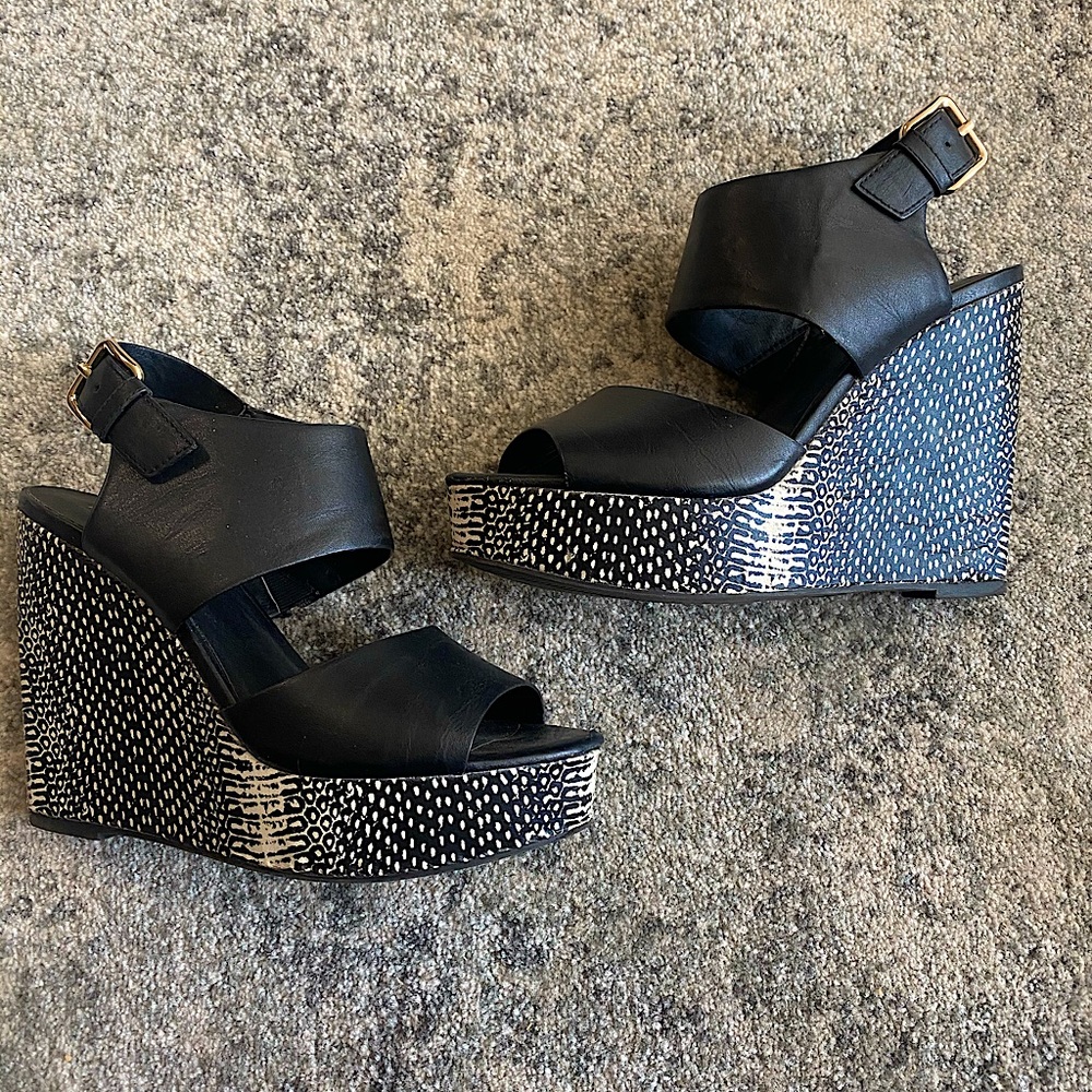 Black Buckled Wedges
